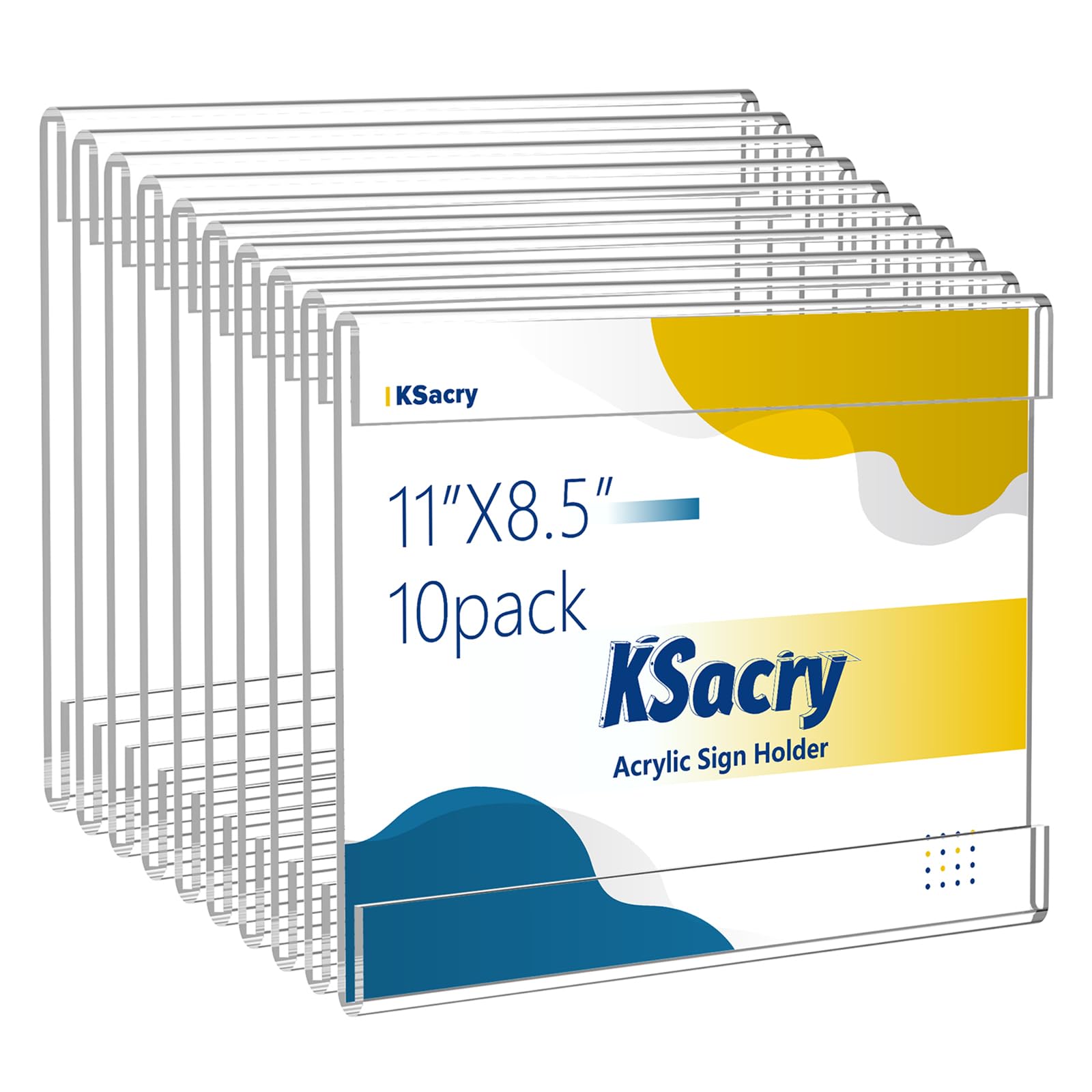 10 Pcs Acrylic Sign Holder 11 X 8.5, Horizontal Wall Mount Sign Holders With 3M Adhesive, Clear Plastic Frames Paper Display Sig